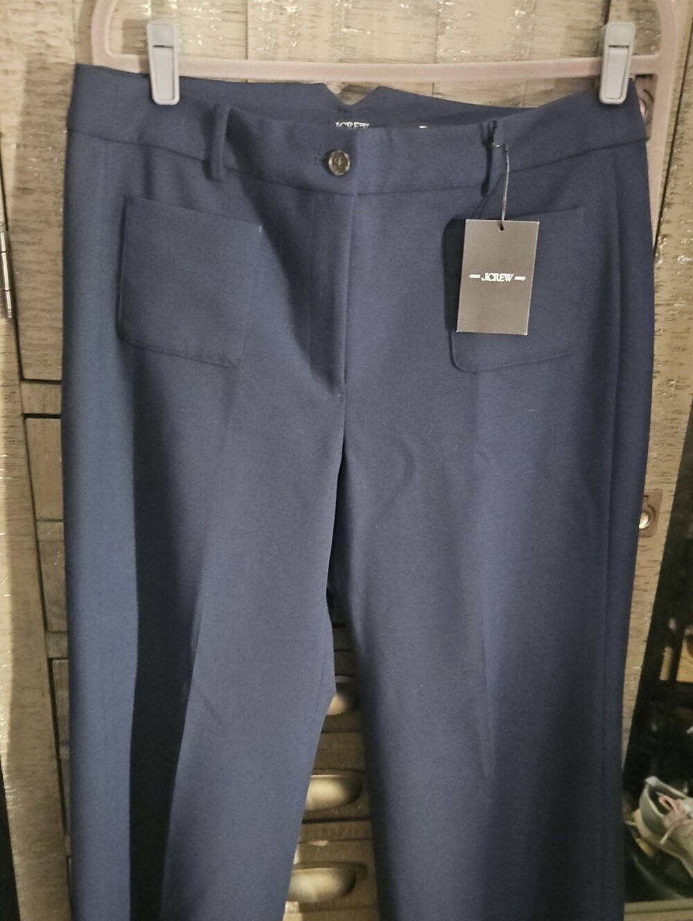 J. Crew Women's CAROLINA Navy Straight-Leg Trousers with Front Patch Pockets